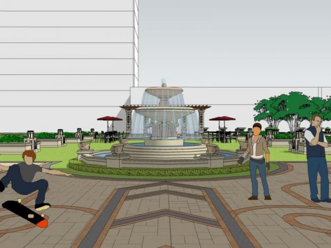 Sketchup景观模型|小区景观，住宅景观，古典风格