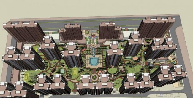 Sketchup景观模型|小区景观，住宅景观，现代风格