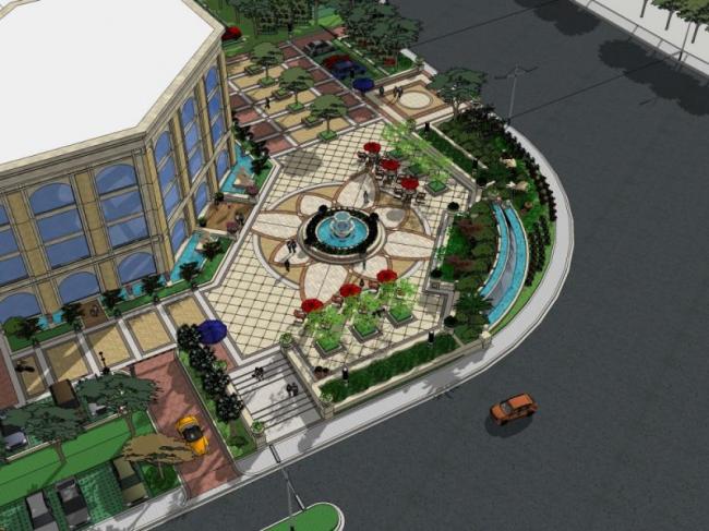 Sketchup景观模型|售楼处景观，欧式风格，古典风格