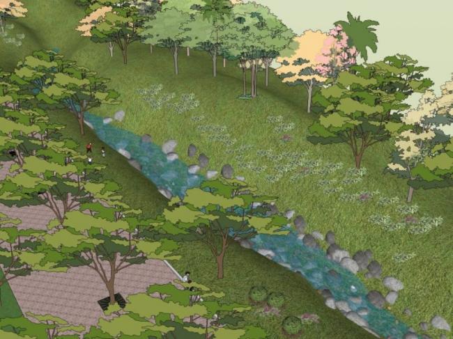 Sketchup景观模型|滨水景观，现代风格