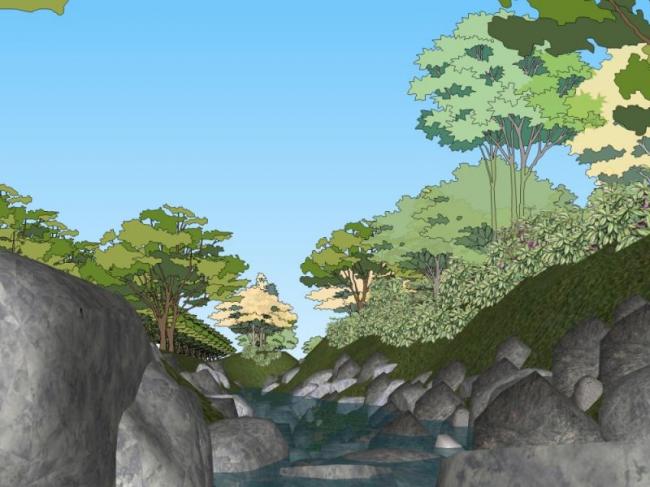 Sketchup景观模型|滨水景观，现代风格