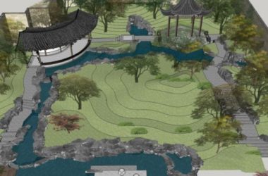 Sketchup景观模型|庭院花园景观，中式风格-BIM建筑网
