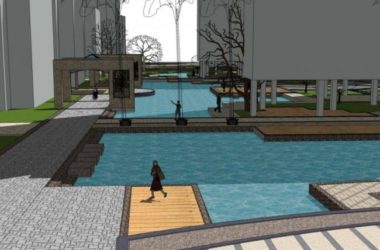 Sketchup景观模型|小区景观，中式风格-BIM建筑网