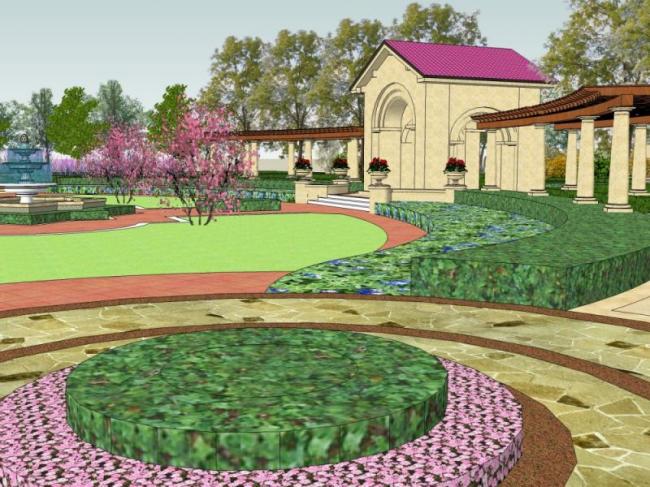 Sketchup景观模型|广场景观，欧式风格，古典风格