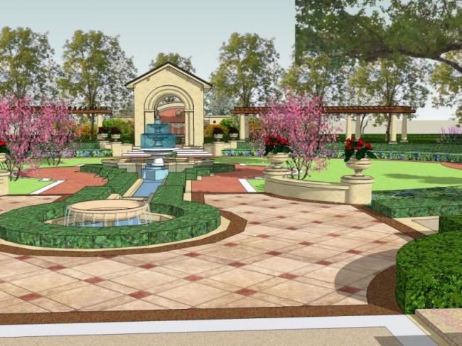 Sketchup景观模型|广场景观，欧式风格，古典风格