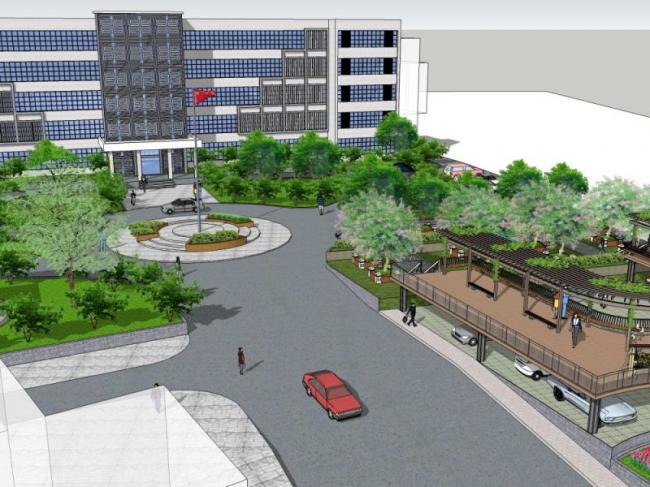 Sketchup景观模型|公共景观，办公景观，新中式风格