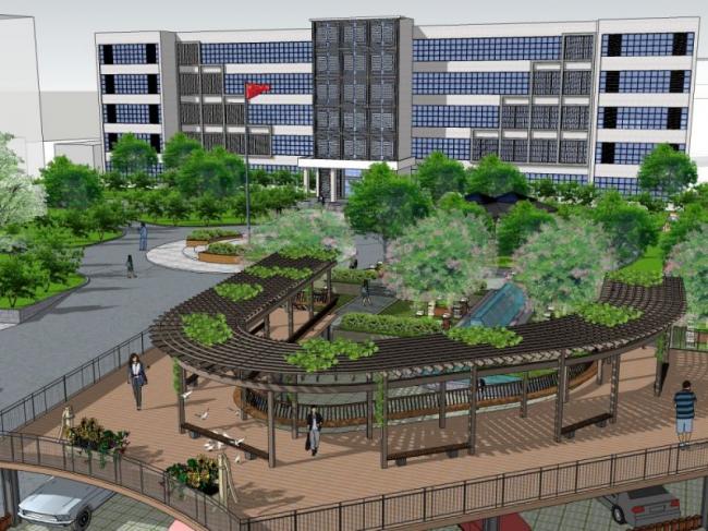 Sketchup景观模型|公共景观，办公景观，新中式风格