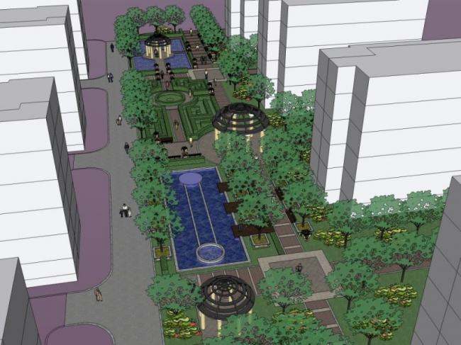 Sketchup景观模型|住宅景观，小区景观，欧式风格，古典风格