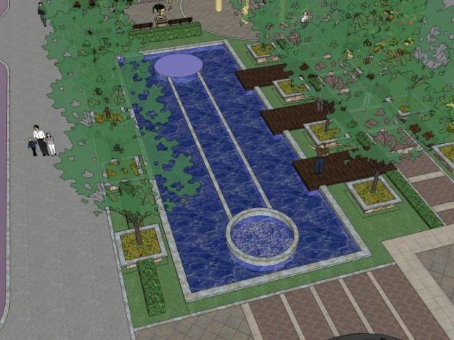 Sketchup景观模型|住宅景观，小区景观，欧式风格，古典风格