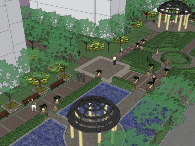 Sketchup景观模型|住宅景观，小区景观，欧式风格，古典风格