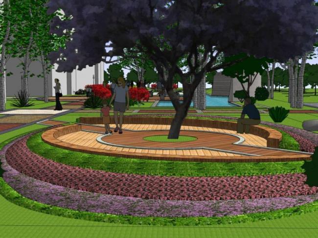 Sketchup景观模型|小区景观，现代风格