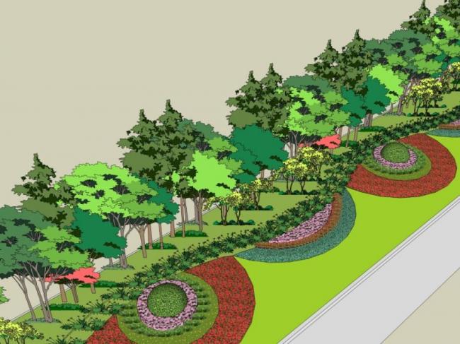 Sketchup景观模型|街道景观，街头道路景观，现代风格