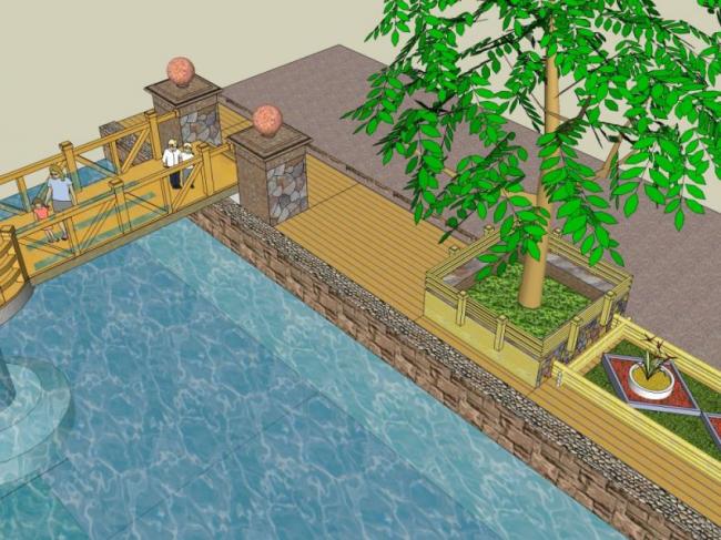 Sketchup景观模型|小桥景观，现代风格