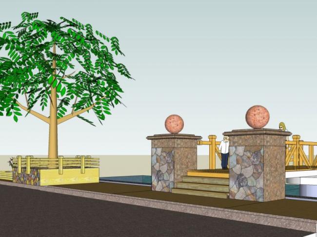 Sketchup景观模型|小桥景观，现代风格