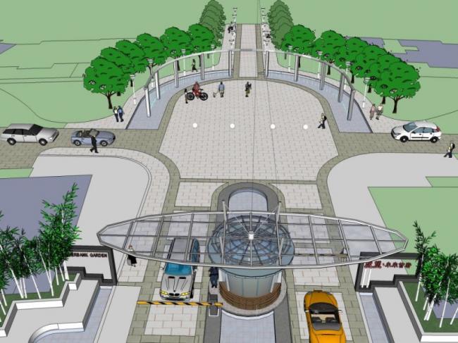 Sketchup景观模型|小区景观，住宅景观，现代风格