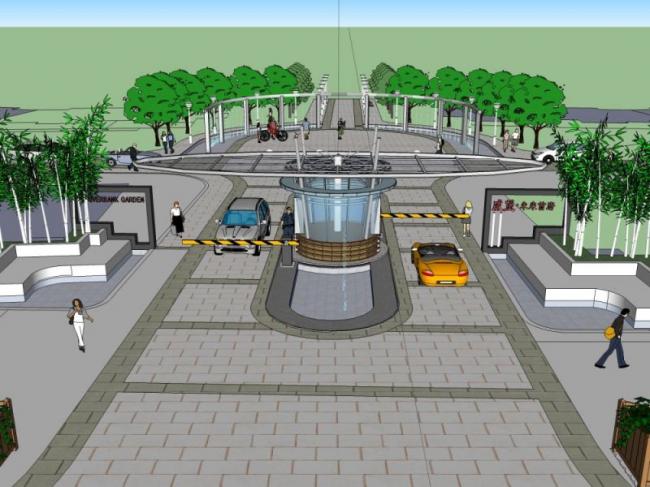 Sketchup景观模型|小区景观，住宅景观，现代风格