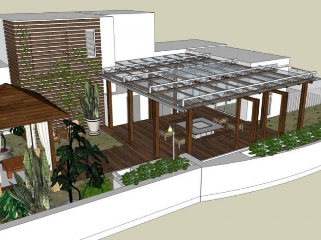 Sketchup景观模型|屋顶花园景观，现代风格