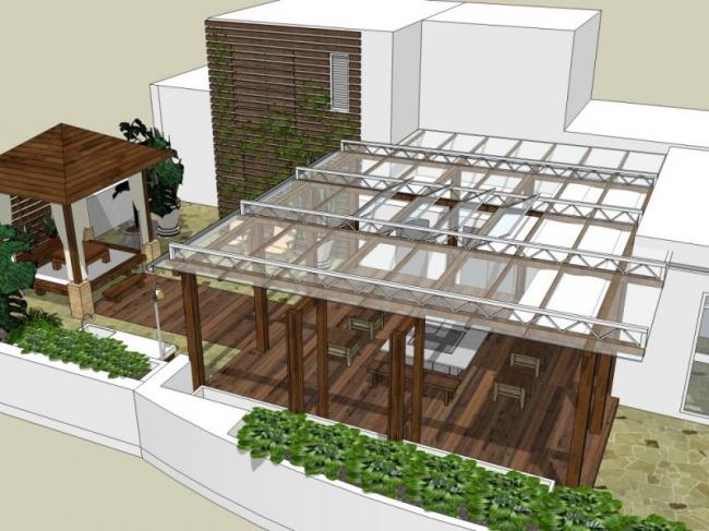 Sketchup景观模型|屋顶花园景观，现代风格