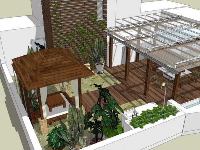 Sketchup景观模型|屋顶花园景观，现代风格