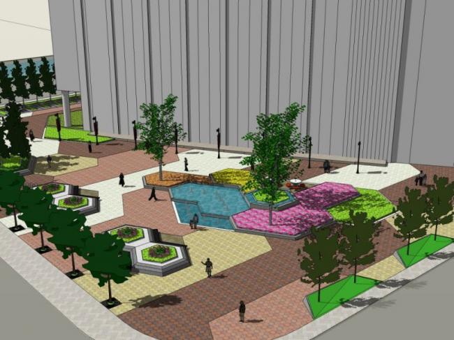 Sketchup景观模型|广场景观，现代风格