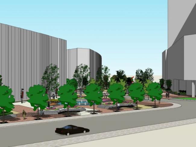 Sketchup景观模型|广场景观，现代风格