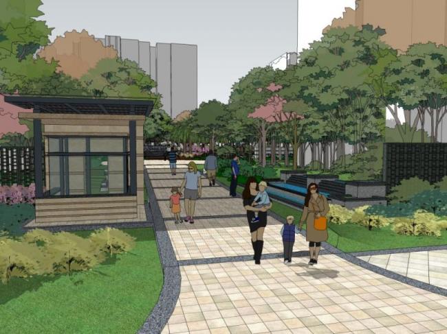 Sketchup景观模型|小区景观，住宅景观，现代风格