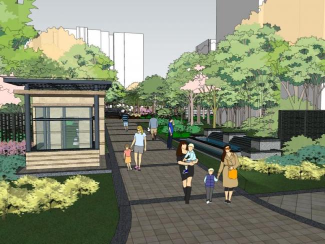 Sketchup景观模型|小区景观，住宅景观，现代风格
