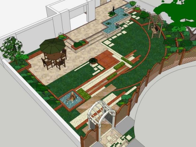 Sketchup景观模型|别墅景观，庭院景观，现代风格