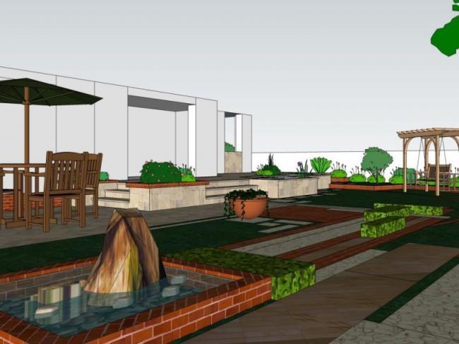 Sketchup景观模型|别墅景观，庭院景观，现代风格