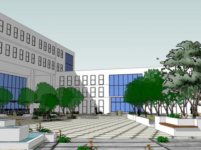 Sketchup景观模型|办公景观，现代风格