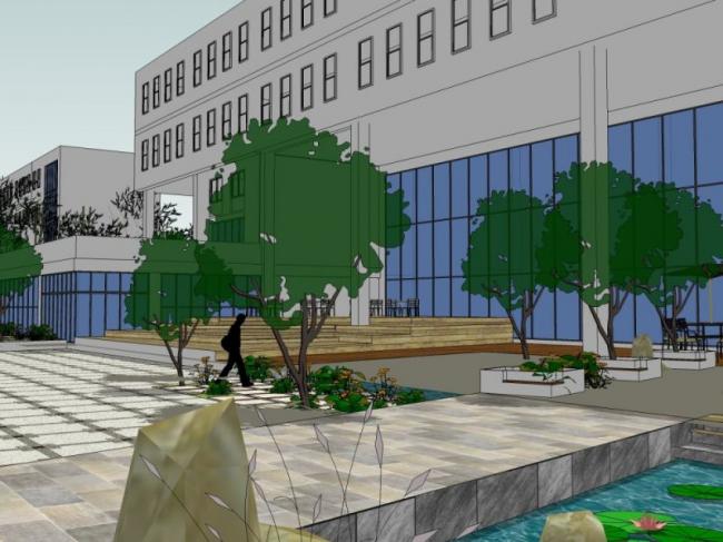 Sketchup景观模型|办公景观，现代风格