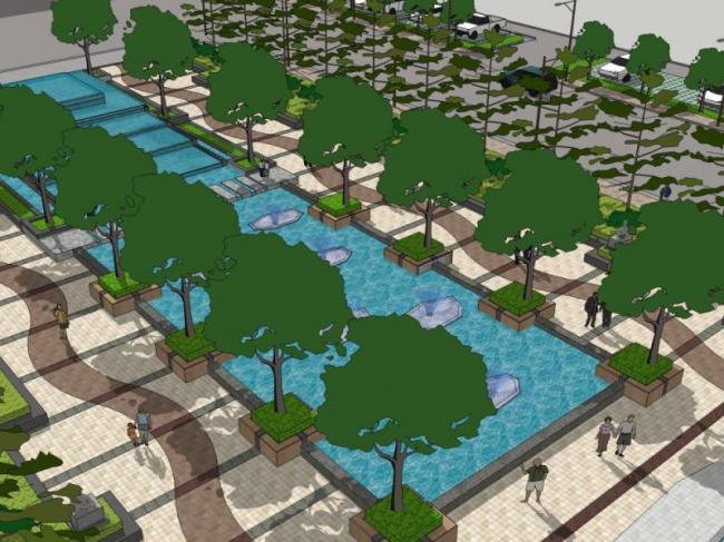 Sketchup景观模型|广场景观，现代风格