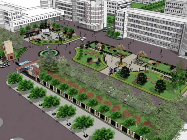 Sketchup景观模型|校园景观，学校景观，现代风格