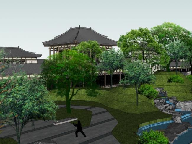 Sketchup景观模型|游园景观，中式风格