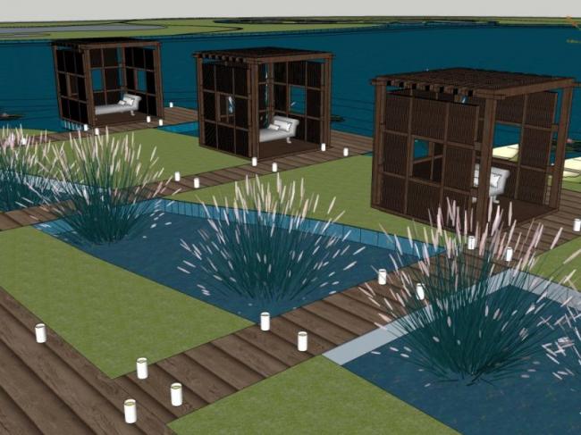 Sketchup景观模型|会所景观，现代风格