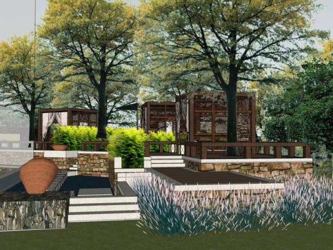 Sketchup景观模型|会所景观，现代风格