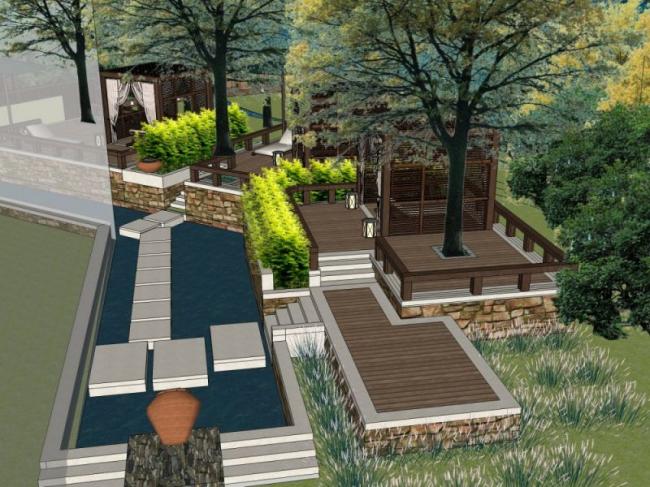 Sketchup景观模型|会所景观，现代风格