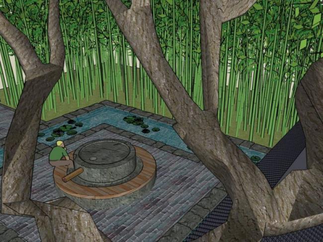 Sketchup景观模型|庭院景观，中式风格