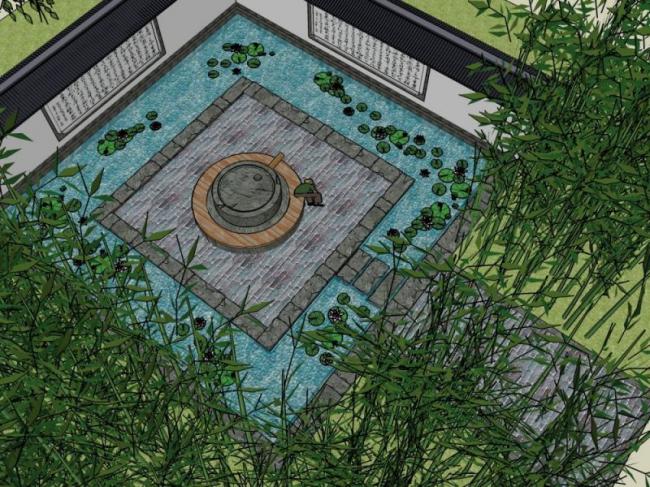 Sketchup景观模型|庭院景观，中式风格