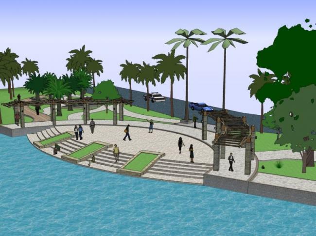 Sketchup景观模型|滨水景观，现代风格