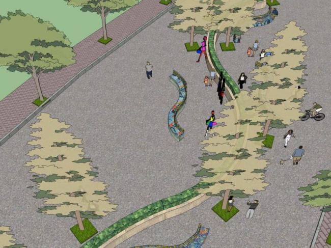 Sketchup景观模型|广场景观，现代风格