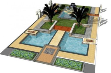 Sketchup景观模型|中心庭院景观，古典风格-BIM建筑网