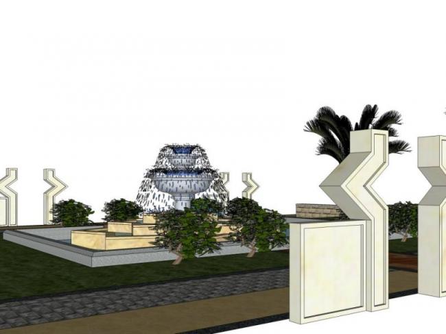 Sketchup景观模型|中心庭院景观，古典风格