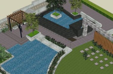 Sketchup景观模型|庭院景观，现代风格-BIM建筑网