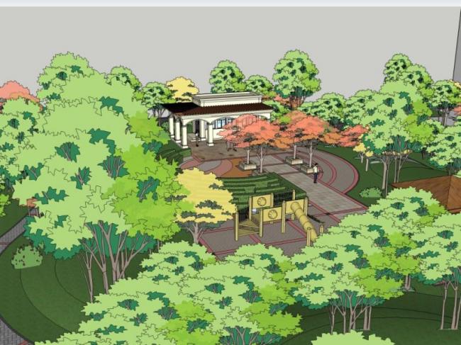 Sketchup景观模型|景区景观，现代风格