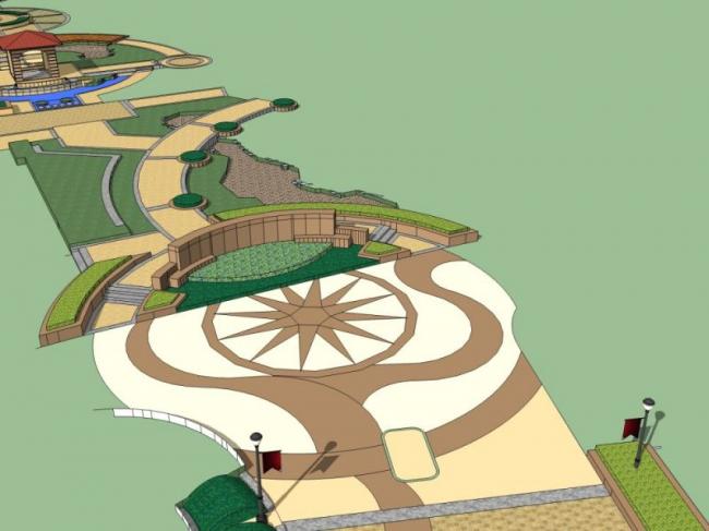 Sketchup景观模型|广场景观，古典风格
