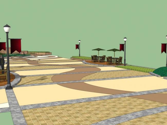 Sketchup景观模型|广场景观，古典风格