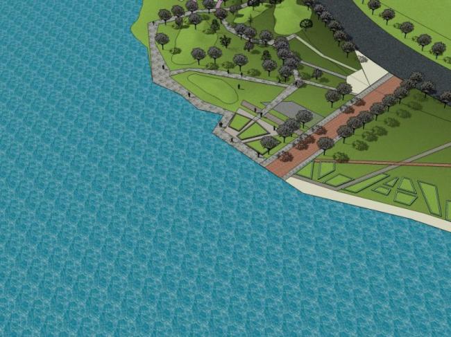 Sketchup景观模型|滨湖景观，滨水景观，现代风格