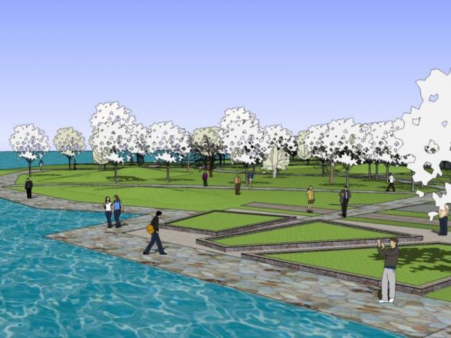 Sketchup景观模型|滨湖景观，滨水景观，现代风格