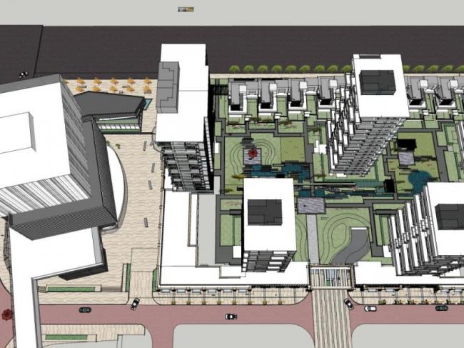 Sketchup景观模型|小区景观，住宅景观，现代风格